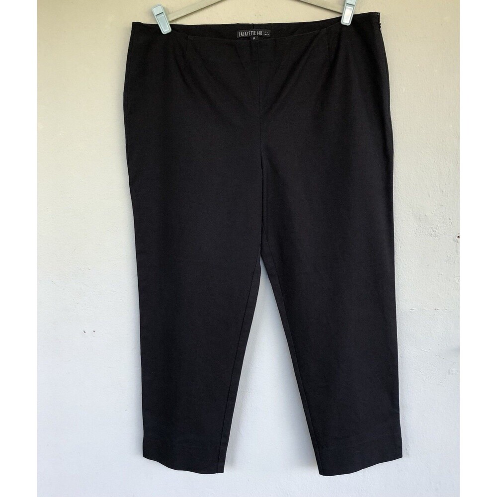 Lafayette 148 Pants Women 14 Black Career Stretch Cropped Trouser Minimalist